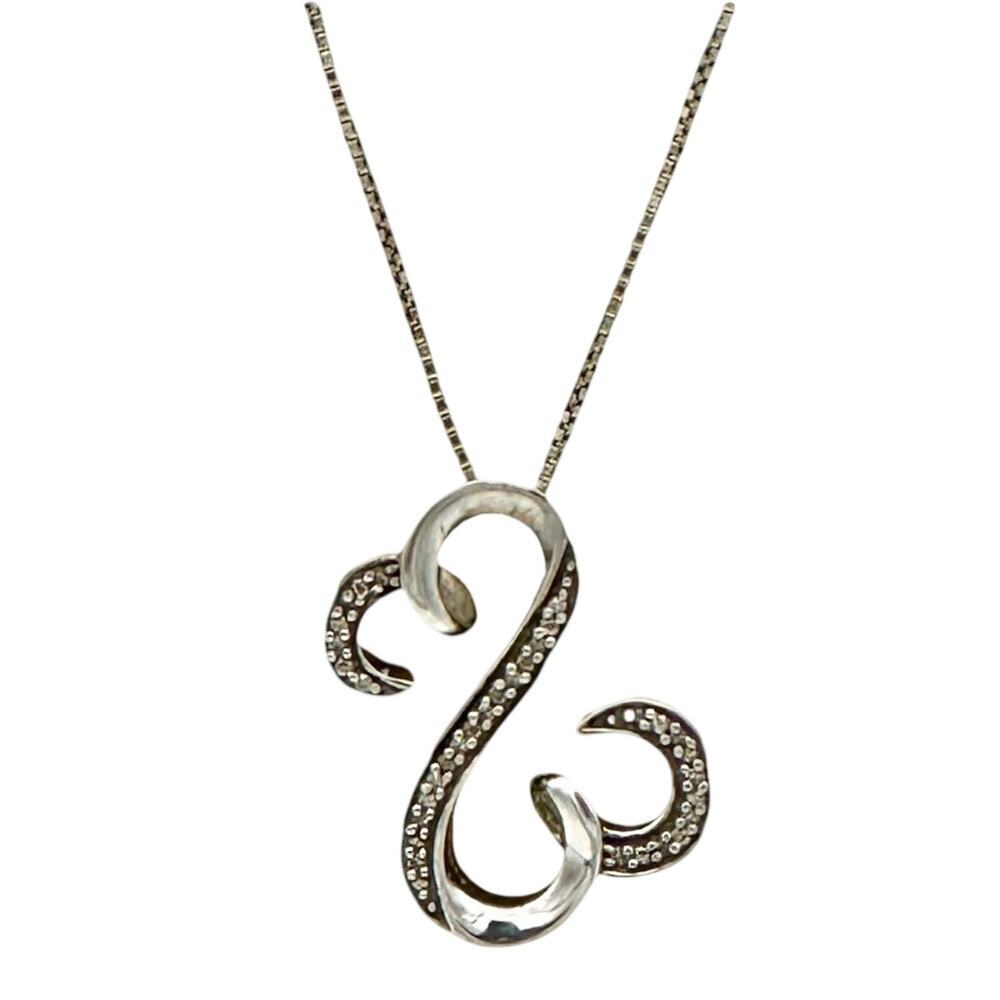 Sterling Silver & Diamond Jane Seymour JWBR Open Hearts Pendant 18" Necklace Kay